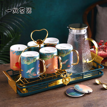 Light luxury modern household exquisite ceramic water cup tea set set high-end glass scented tea teapot kettle set