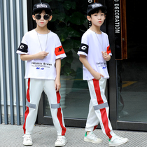 Boys summer dress suit Summer short sleeves 2022 new childrens tennis Red Leisure CUHK Boy 13-year-old Chauchai is trendy