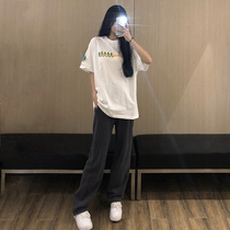 Net red fried street cotton sports suit female summer short sleeve students Korean loose thin fashion casual two-piece set