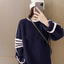 Autumn and winter 2021 New thick soft waxy sweater female loose Korean version of retro Japanese lazy wind outside wear