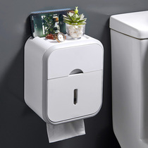 Toilet tissue box toilet paper roll holder wall-mounted waterproof punch-free toilet put toilet paper storage box
