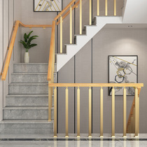  Stair handrail guardrail Simple modern balcony Solid wood fence Wrought iron railing column Attic indoor wall handrail