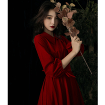 Toast bride winter wine engagement wedding evening dress dress usually wear a small woman back to the door