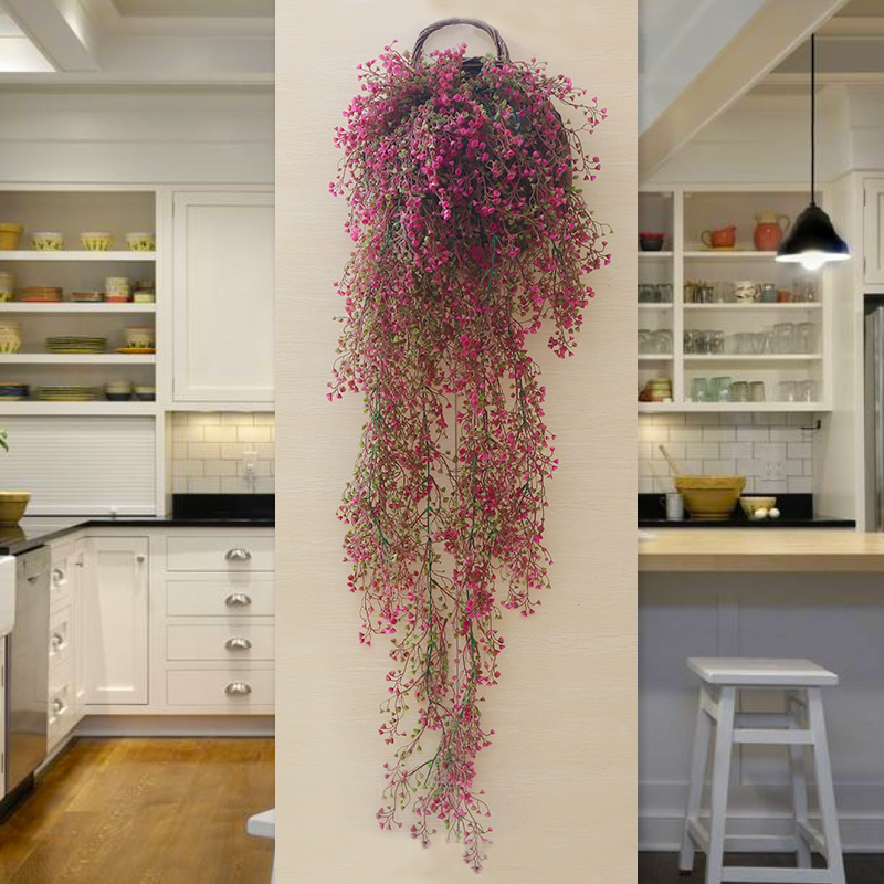 模擬ゴールデンベルヤナギ壁掛け花籐リビングルームの緑の植物