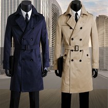 Korean version of windbreaker men long Size Size Slim trend handsome business leisure British style mens coat spring and autumn
