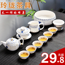 Lan Yang creative home exquisite ceramic kung fu tea set tea tray lid bowl teapot tea cup simple tea breinner