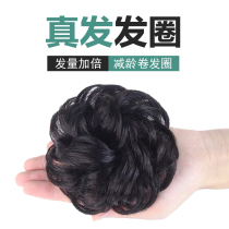 Real hair balls hair circle flower bud head female summer ancient style coil hair wig bag fluffy lazy fake head flower natural bun
