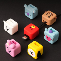 BT21 bulletproof Youth Corps data cable protection head cartoon silicone cover charging wire anti-breaking connector wire sleeve Universal