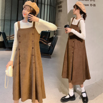 Age-reducing maternity suit Autumn and winter base shirt T-shirt top Maternity strap skirt two-piece set tide mother spring and autumn