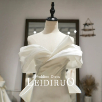 Moon French simple gauze 2021 new bride small tailing toast banquet welcome dress Princess style