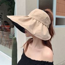 2021 fisherman hat womens new wild spring and summer empty top net red fashion foreign style round face sunscreen UV protection