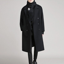 Autumn and winter cashmere coat men long loose Korean trend woolen double-breasted trench coat mens woolen coat