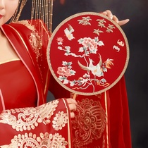 Yuncai bridal group fan Embroidery finished product Ancient style Chinese handmade double-sided fan Female Hanfu Xi wedding fan