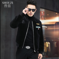 Hainings new sheep scissor mens fur baseball suit short leather jacket fur coat a tide of mens wool coat