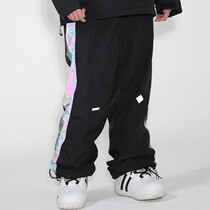 Snow pants womens veneer double plate thick warm skiing colorful night light waterproof 2021 night pants men