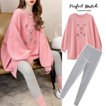 Pregnant women autumn Net red bat sleeve sweater set Fashion Spring and Autumn new autumn coat women long two-piece set