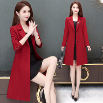 Small windbreaker coat womens long spring and autumn 2021 new high-end fashion noble lady coat this year popular