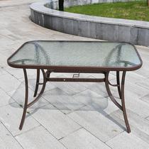 Outdoor table courtyard wrought iron leisure tempered glass outdoor open air coffee table milk tea shop coffee long table and chair