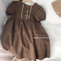 Quality praise~Korean ins summer girls Western style dress Childrens princess skirt short-sleeved skirt female baby a-line skirt