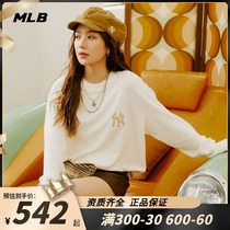 MLB Official Mens and Mens Hooded Lovers Round Fashion Casual Loose NY Long Sleeves Summer New Blouse White