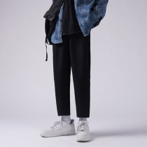 Summer new black straight pants men loose crash nine min casual pants for 9 min casual suit
