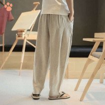Summer thin loose pants mens Korean version of the trend Chinese style mens lantern cotton and linen 9 nine points linen casual pants