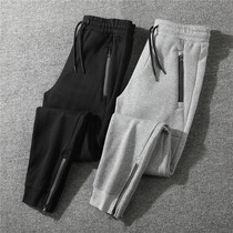Long lost mens trend drawstring elastic waist slim feet plus velvet pants shrink feet casual trousers men handsome