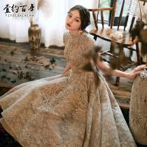 Evening gown woman 2022 new temperament to host wedding gown dress Light extravaganza High-end Engagement Dress Superior