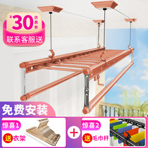 Lifting drying rack balcony hand-cranked double-pole three-bar indoor reinforced four-pole drying hanger clothes drying Rod cold clothes rack