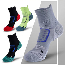 Sports socks mens autumn and winter thickened towel bottom basketball running shock absorption non-slip breathable Mens mid-tube socks tide wz