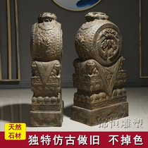 Door Pier household holding Drum Stone a pair of blue stone drum door to the Chinese courtyard door antique stone carving door pier holding drum