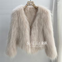 Ness new raccoon hair double-sided woven fur coat female young net red front long and back short slim small man