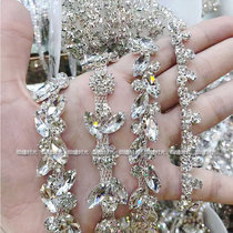 Silver and white diamond chain hand stitched rhinestone shoulder waist decoration collar bride head jewelry belt decoration chain AB color