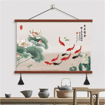 荷花九鲤图轴-荷花九鲤图轴促销价格、荷花九鲤图轴品牌- 淘宝