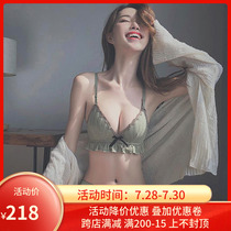 Rimless underwear Womens small chest gathered sub-breast adjustment type flat chest special bra thin underwear two-piece suit