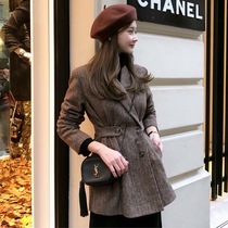 Plaid blazer womens 2021 autumn and winter New Leisure Korean waist slim loose wool suit jacket