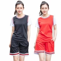 Air volleyball suit breathable jersey mens and womens loose suit womens short sleeves anti-light fake two volleyball shorts