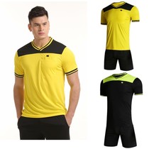 Football referee suit set short sleeve adult men and women professional competition equipment black shorts match referee jersey