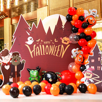 Halloween background wall KT board decoration balloon mall bar scene dress up party arrangement pumpkin photo props