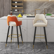 Bar chair tall simple modern designer light luxury household iron stainless steel high-end bar backrest high stool