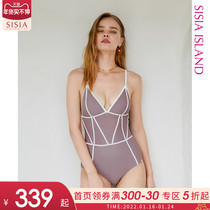 sisia2022 New Swimwear Women's Hot Spring Fashion Sexy Gathering Skinny Backless One-Piece Swimwear ins Wind