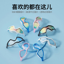Fashion foreign trade goggles electroplated flat light anti-fog myopia swimming glasses Childrens goggles Swimming goggles large frame goggles