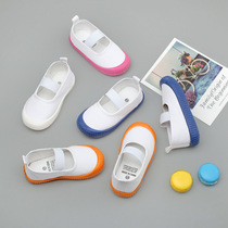 Kindergarten white shoes Student childrens shoes Canvas shoes White sneakers Childrens white cloth shoes Boys and girls white indoor shoes