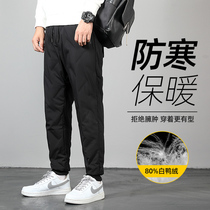 Pants mens winter new trend loose casual trousers outerwear cold-proof thickened warm sports down cotton trousers