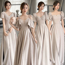 Gray bridesmaid uniform 2021 new winter senior wedding sister group graduation dress dress women can wear at ordinary times