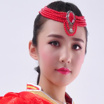 Mongolian headdress female adult ethnic beaded new bride National stage modern children Girls red handmade