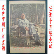 Free mail Red Cultural Revolution publicity collection commemorative painting big character newspaper wall sticker old photo great man Photo Mao sitting in the sun