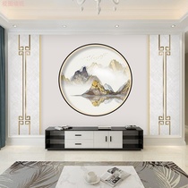 New Chinese Bamboo Wood Fiber Integrated Wall Panel Brief Light Extravagant TV Background 8d Living-room Sofa Hydro-ink Landscape Buttonboard