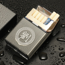 Creative metal cigarette case 20-pack mens ultra-thin portable cigarette case set personalized lettering anti-pressure soft and hard Universal