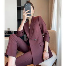 YIMU burgundy suit women spring and autumn 2021 new shoulder pad big brand professional attire temperament senior sense women